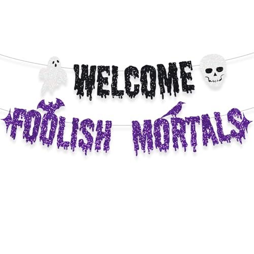 Halloween Banner Spooky Boo Skull Party Decoration - Purple