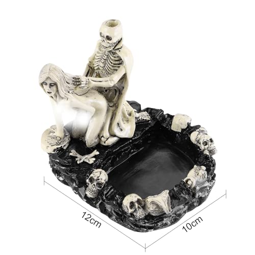 Halloween Skeleton Skull Resin Ashtray with Lid - Spooky Skull Pot Decor - Style 2