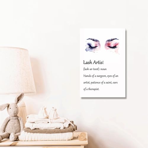 Lash Artist Definition Poster Canvas Wall Art for Lash Studio - 18 x 12 Inches Framed