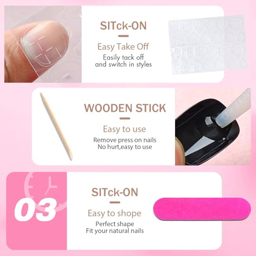 Black Extra Short Square Press On Nails with Glue Tabs - Timeless & Glossy