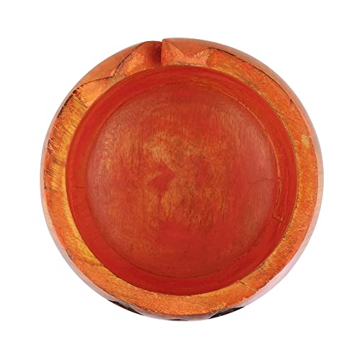 Orange Wooden Yarn Bowl for Crochet Knitting Organizer - Large 7x4 Inches