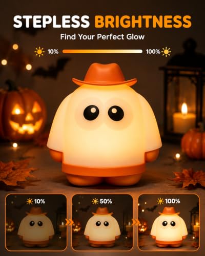 Halloween Ghost Night Light Dimmable Ghost Lamp for Spooky Decor - Yellow Variation
