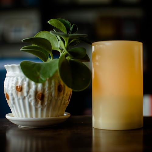 Cream White Outdoor Flameless LED Pillar Candle with Timer - 3x4 Inches