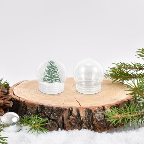 Snow Globe Kit with Screw-Off Caps and Fake Snow - 10 Pcs, 7.30x6.70x6.70cm - Clear Plastic Ornaments for Holiday Crafts