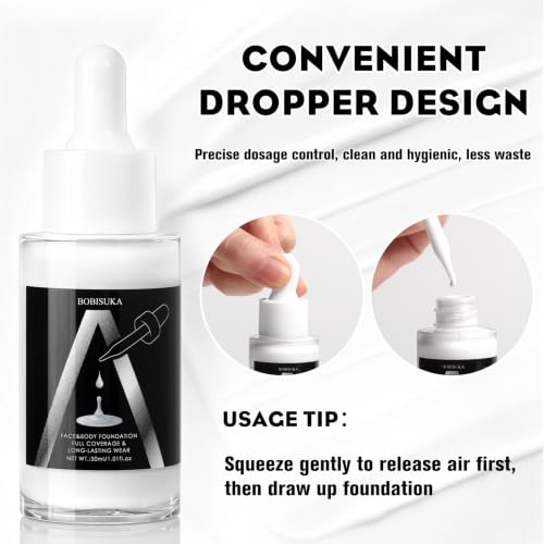 White Liquid Foundation for Halloween & Stage Makeup, Full Coverage, Long Lasting, Blendable Base for SFX, Clown, Zombie, Ghost
