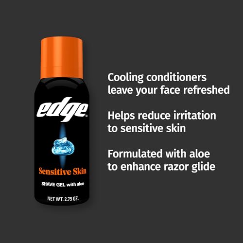 Edge Shaving Gel for Men, Sensitive Skin, 2.75 oz Pack of 12 - Cooling & Moisturizing
