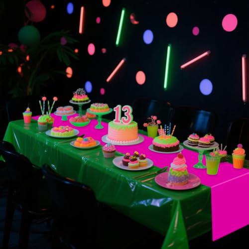 Glow-in-the-Dark Multicolor Plastic Table Runner - 8 Pack for Parties