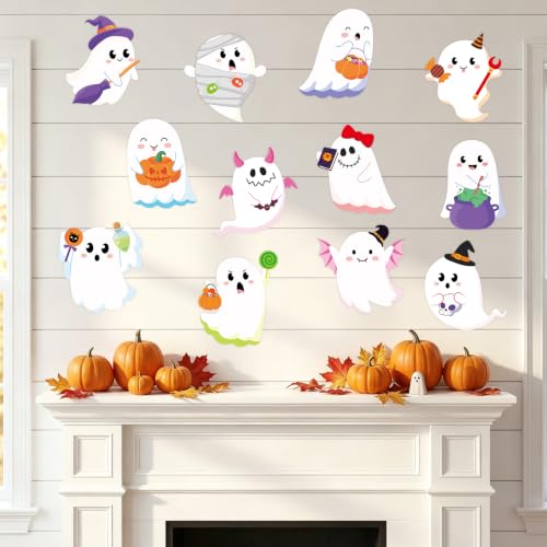 Halloween Ghost Paper Cutouts - 60 Pack Wall Decorations for Classroom, Party & Home