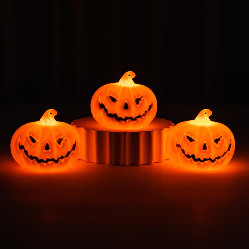 Mini LED Jack-o'-Lantern Pumpkin Lanterns Set - Halloween & Fall Decor - Pumpkin_A