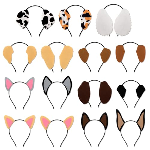 15-Pack Puppy Dog Ear Headbands for Kids & Adults Birthday Party