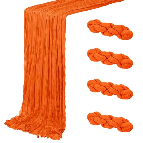 Orange Cheesecloth Table Runner 20x120 Inch Bulk Set for Wedding Party Baby Shower