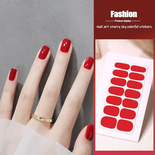 Bright Color Gel Nail Stickers Set - 16 Sheets Self-Adhesive Nail Wraps for Manicure