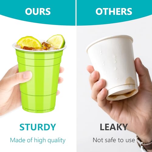 Lime Green Plastic Cups - 16 oz Disposable Party Cups, 50 Pack