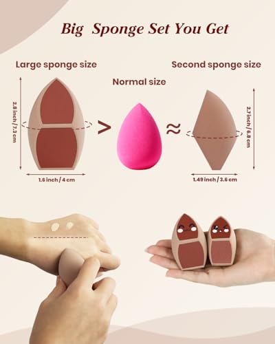 Earth Tone Brown Honeycomb Makeup Sponges Set - Reduce Foundation Waste, No Pre-Wet Needed, Soft & Reusable