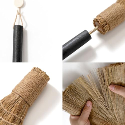 Black Natural Grass Wedding Sweeping Broom - Traditional Vietnamese Straw Decor