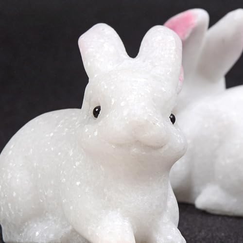 Justinstones Matte White Marble Rabbit Figurine - Natural Gemstone Home Decor Gift