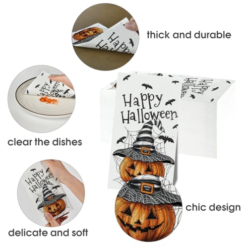 Halloween Paper Napkins 100 Pack - Pumpkin Devil Design, 2-Ply Disposable Party Tableware