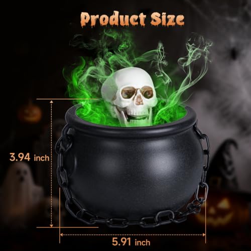 5.9Inch Halloween Witches Cauldron with Water Mist & 6 LED Light Modes, Indoor Decor