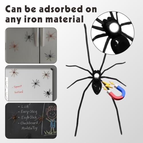 20PCS 3D Spider Fridge Magnets - Realistic Removable Magnetic Decals for Refrigerator & Metal Surfaces