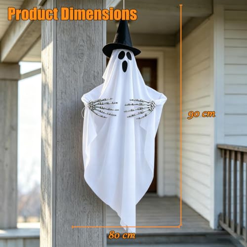 Halloween Ghost Decoration - 35.5-Inch Glowing Floating Ghost for Outdoor Halloween Decor