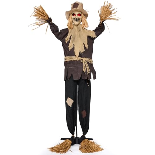 70-Inch Outdoor Animatronic Halloween Scarecrow Decoration with Motion Light and Sound