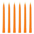 Pumpkin Orange Spiral Taper Candles - Unscented Dripless Twisted Candlesticks - 6 Pack, 10 Inch Fall Halloween Decor