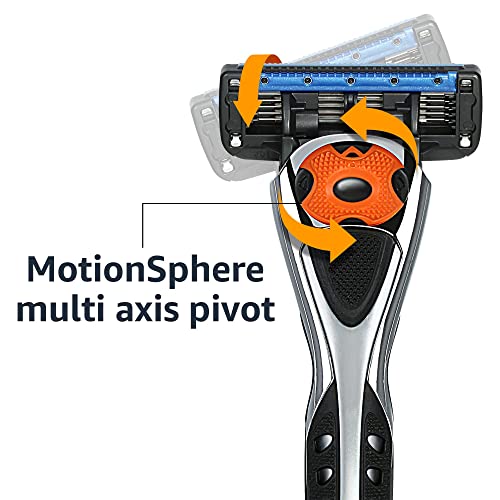 Men's 5-Blade Razor with Lubrication & Beard Trimmer - Hypoallergenic, Pivoting Head