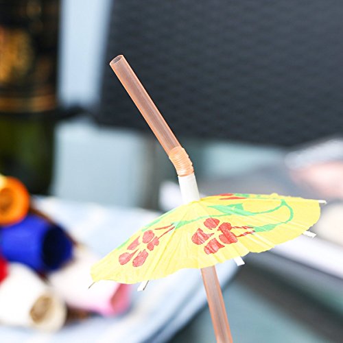 Umbrella Design Drinking Straws for Beach & Party - 50 Pack