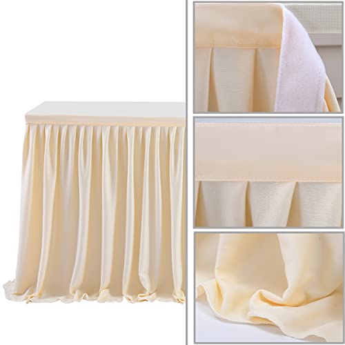 17ft Ivory Pleated Table Skirt for Rectangle Tables Wedding Party Baby Shower