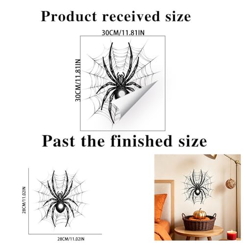 Halloween Window Cling Spider Web Decorations - Style12, Spooky Black Stickers for Glass, Walls, Home & Office