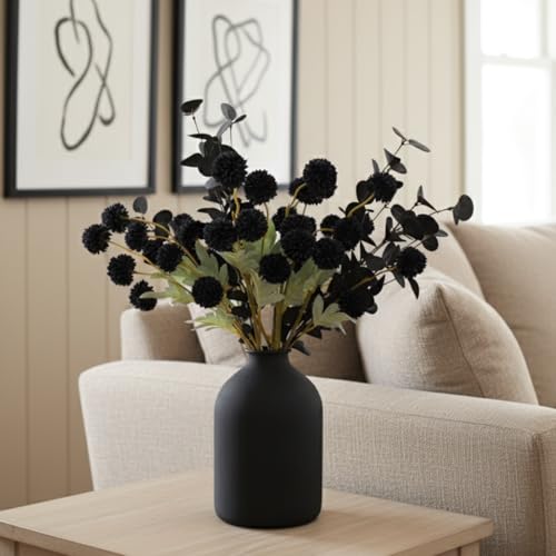 Black Artificial Flowers & Eucalyptus Stems for Halloween Decor - Variation of THIS listing