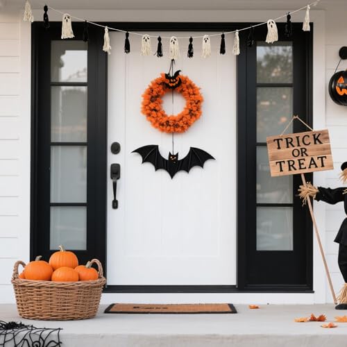 Halloween Ghost Tassel Garland - Black & White 9Ft Macrame Banner Decor