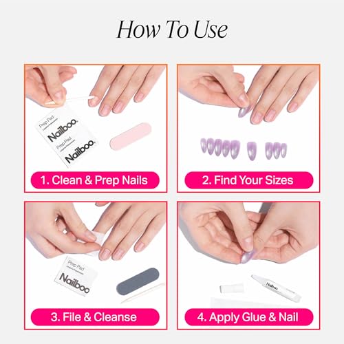 Press On Nails Baby Blue 30 Count - Salon-Quality Fake Nails for Manicure