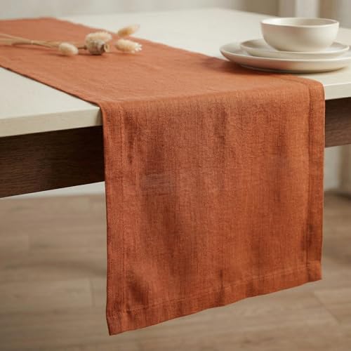 Pure Linen Table Runner Cinnamon 14 x 48 in - Handmade, Medium Weight, OEKO-TEX Certified