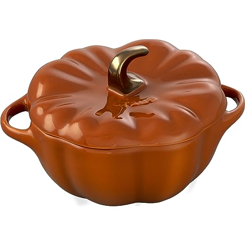 Petite Pumpkin Ceramic Baking Dish - 0.75 Qt Burnt Orange, Oven & Stove Safe