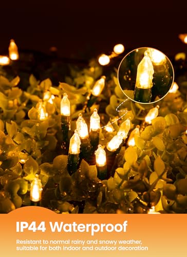 Warm White LED Christmas Mini String Lights 2 Pack - 39 Feet, 8 Modes, Connectable Outdoor Holiday Decor