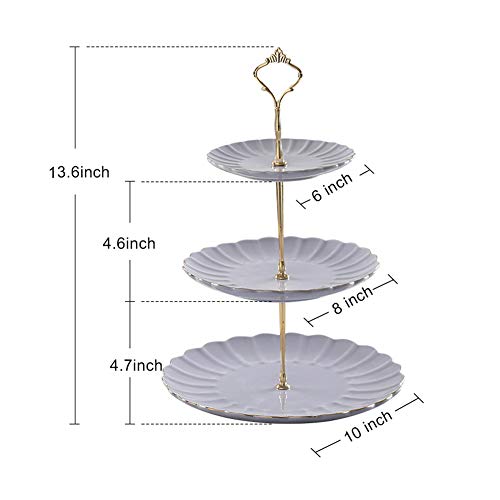 Purple 3-Tier Ceramic Cake Stand Wedding Dessert Serving Platter