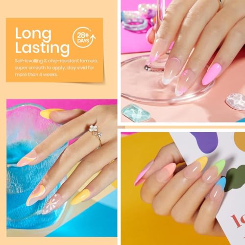 Neon Gel Nail Polish Set - 6 Bright Summer Colors - Creme | Neon Light
