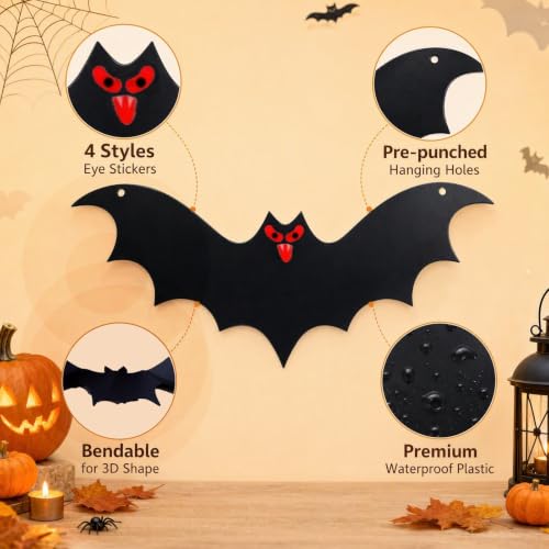 Halloween Hanging Bat Decorations Set - 16 Pack Indoor & Outdoor Decor