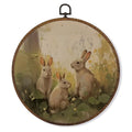 Easter Bunny Wall Art Decor - Rustic Round Canvas, 10x10 Inch, Bunny Variation B