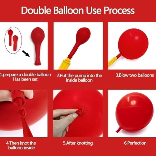 Red Black Balloon Garland Kit - Double Stuffed Burgundy & Black Balloons for Birthday Wedding Party Decor - Variation: Red Black