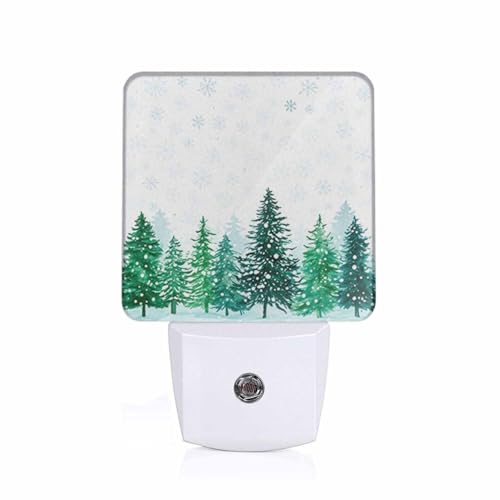 Winter Snow Scene Night Light - Falling Snowflakes and Pine Forest, 1 Pack