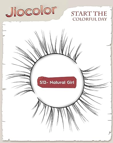Natural Look False Eyelashes S12 - Wispy C Curl, Thin Band, Reusable 7 Pairs - Natural Girl Variation