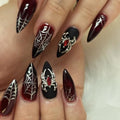 Halloween Press on Nails Medium Almond with 3D Spider Charms & Web Design - Variation of THIS listing