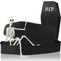 Halloween Coffin with Skeleton Set - Black, Lifelike & Collapsible