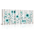 3 Piece Floral Canvas Wall Art Set - Teal Blue Flower Prints for Bedroom & Home Decor