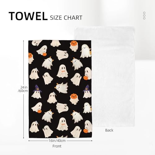 Halloween Kitchen Towels 16x24 Inch Black Ghost Pumpkin Fall Decor Set of 2