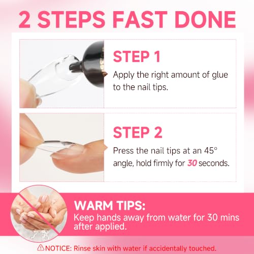 Semi Nail Glue Set - 2pcs 10ml Strong Fast-Drying Press On Nail Adhesive