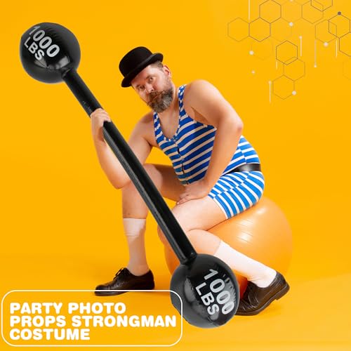 12 Pack Inflatable Dumbbell Barbell Party Props - 47 Inch Fake Weights for Cosplay & Celebration