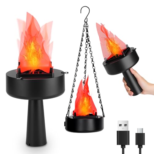 3D Fake Fire Flame Lamp USB Rechargeable LED Effect Light Halloween Christmas Decor